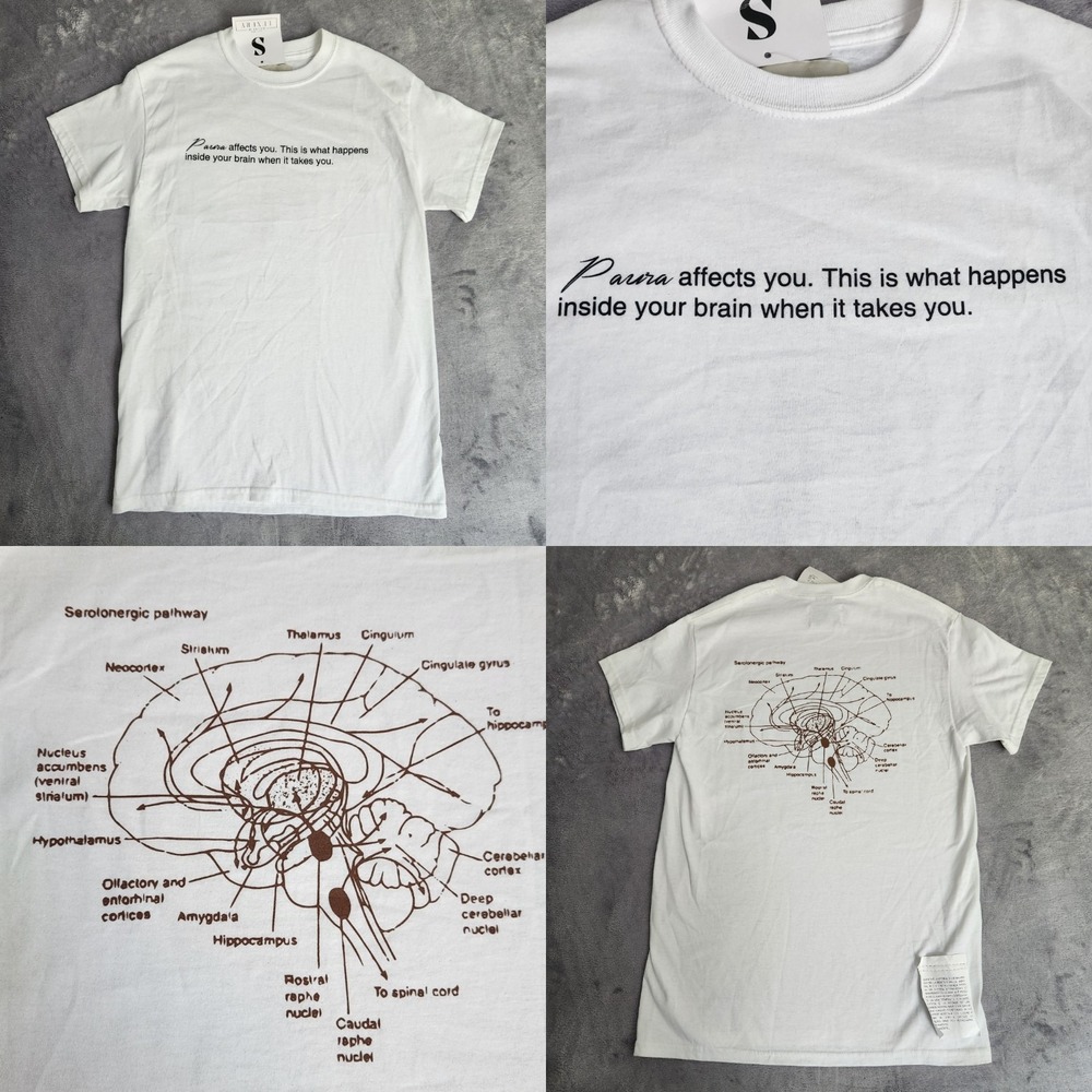 Danilo Paura Italy Brain Graphic T-Shirt White Small NWT Serotonin Science Art